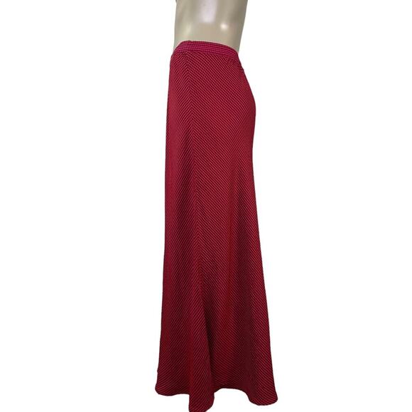 KHAKI Rose Vintage Gingham Slip Maxi Fishtail Skirt Pullon Size S Red Black - Picture 2 of 13